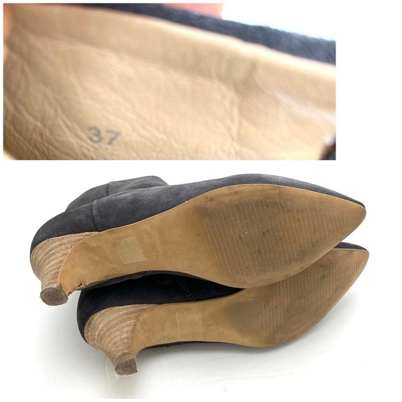 ANTHROPOLOGIE Suede Pointed Toe Ankle Low Heel Boot in Charcoal Gray Size 6 - Picture 11 of 12